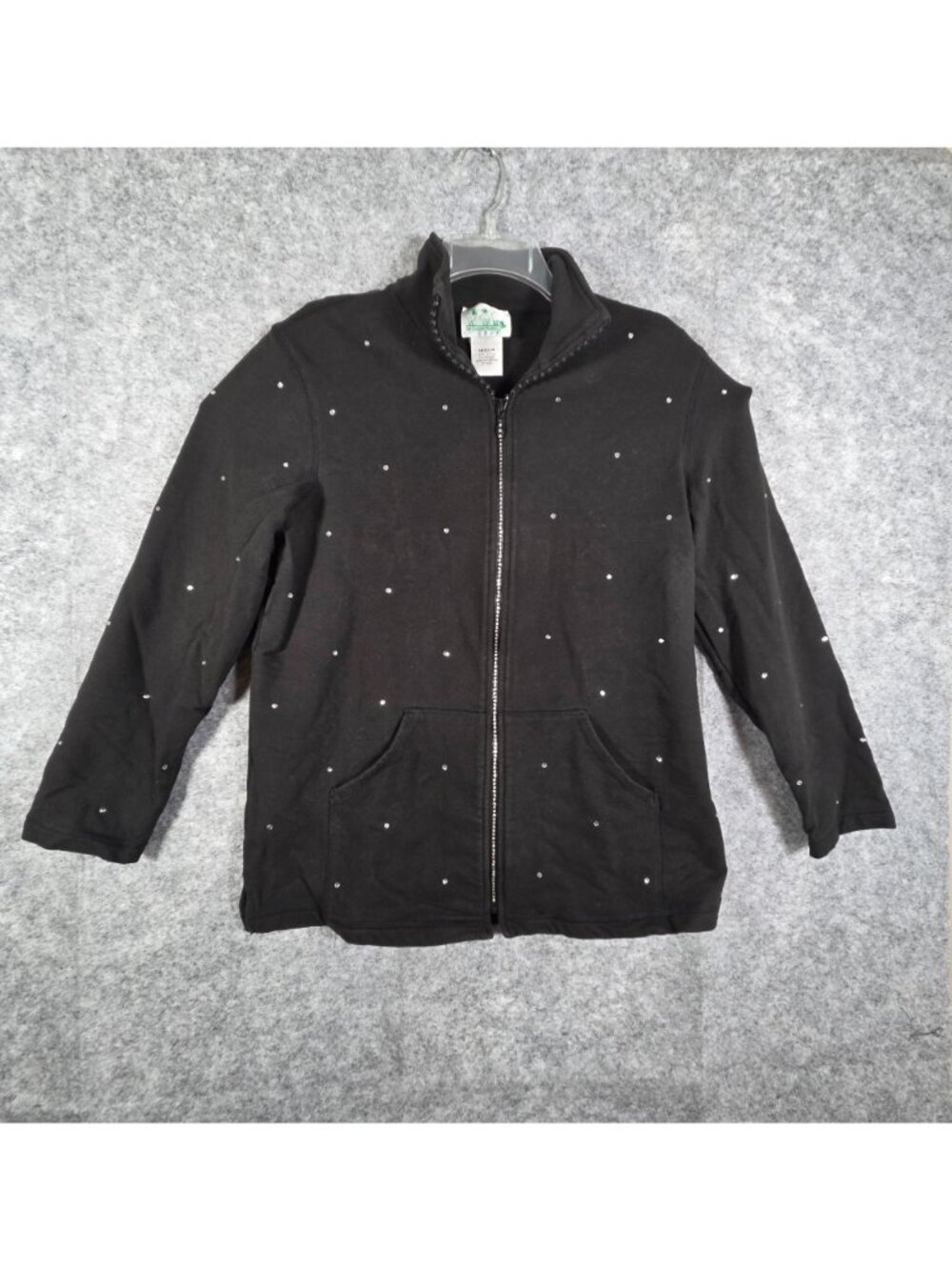 Quacker Factory Rhinestone Zip Up Jacket Black Size M - Picture 2 of 9